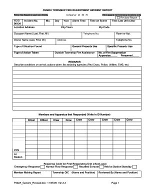 Fire Department Run Report Form Fill Online Printable Fillable
