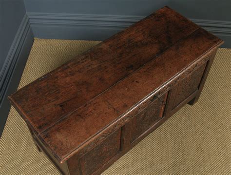17th Century Carved Oak Coffer Trunk Chest Box Yola Gray Antiques