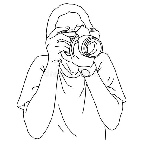 Photographer Taking Shooting Picture Vector Illustration Sketch Doodle