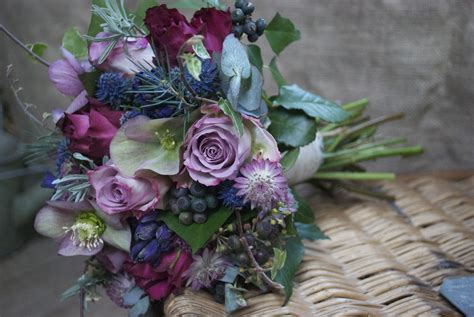 Bouquet Of Memory Lane Roses Blueberry Roses Hellebores Astrantia