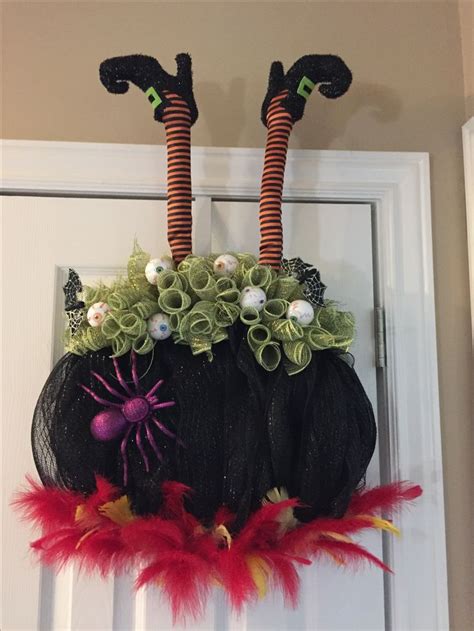 Deco Mesh Caldron Wreath Witch Wreath Halloween Wreath Deco Mesh