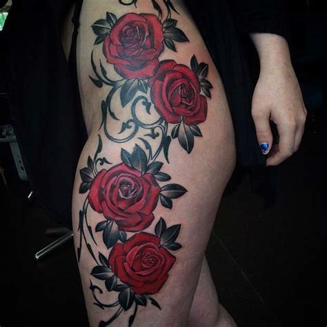 The rose thigh tattoo by craig gardyan is not only full of natural beauty, but also is full of calmness, due to the flower's color, so necessary in a modern world. 23 Best Rose Thigh Tattoo Ideas for Women | StayGlam