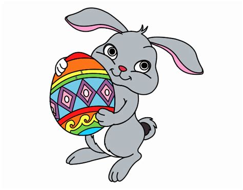 Dibujo De Conejo Con Huevo De Pascua Pintado Por En El Día