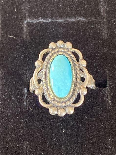 Vintage ESPO Joseph Esposito 925 Sterling Silver Oval Faux Turquoise
