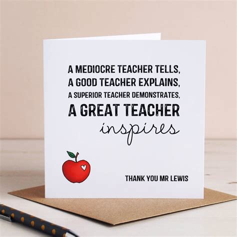 Personalised Inspiring Teacher Card By Cloud 9 Design