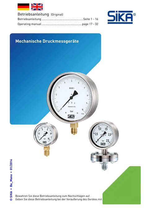 Sika Manometer MRE Operating Manual | Manualzz