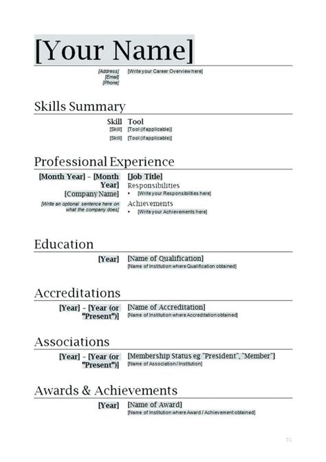 Word Document Resume Template Collection Letter Templates