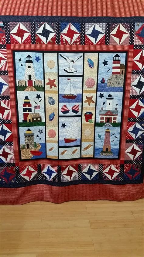 Go here for the appliqué setting block patterns, rosemaling in baltimore, finishing instructions. 20160711_115003 | Nautical quilt, Beach themed quilts ...
