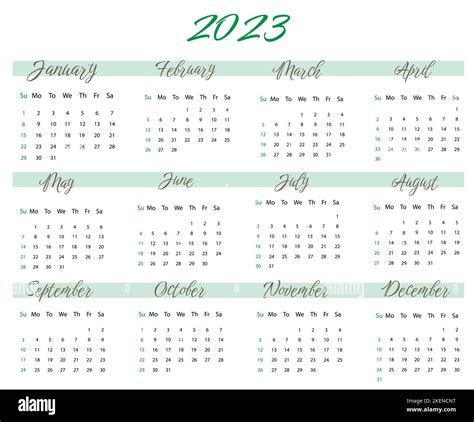 Vector Calendar For 2023 Stock Vector Image And Art Alamy