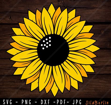 Sunflower Svg Flower Svg Digital Download Clipart Etsy