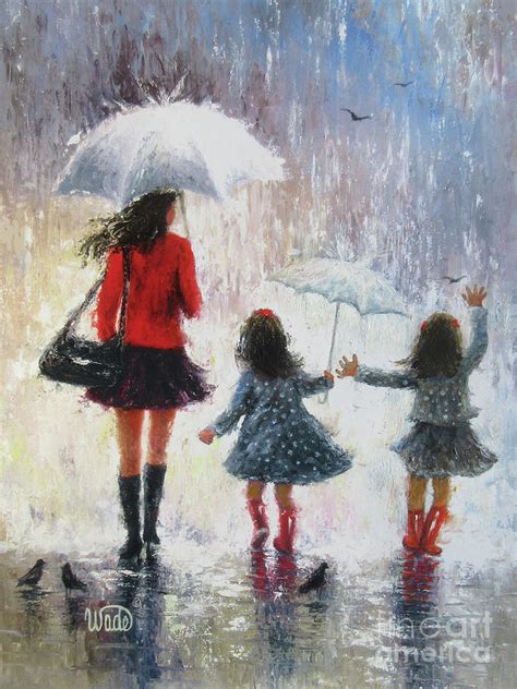 Mother Twin Daughters Painting By Vickie Wade Pixels