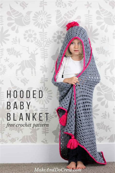 Crochet Hooded Snuggle Baby Blanket Free Pattern Project The