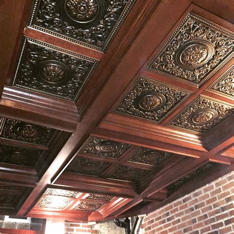 Custom Cherry Coffered Tin Ceiling Tin Ceiling Coffered Ceiling