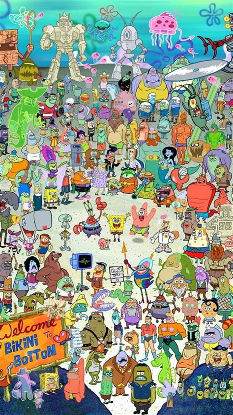 1920x1080px 1080p Free Download Spongebob Cast All Characters