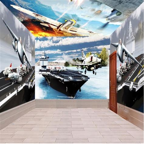 Beibehang Fighter Aircraft Carrier 3d Large Wall Mural Hd Tv Backdrop