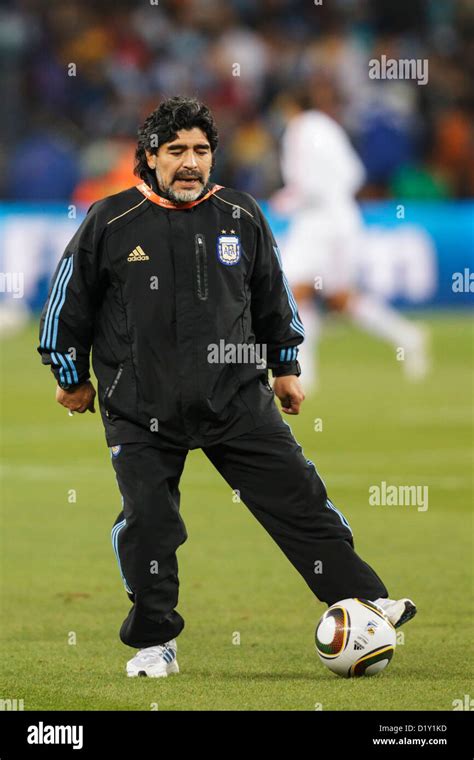 Argentina Head Coach Diego Maradona Directs Team Warmups Before The