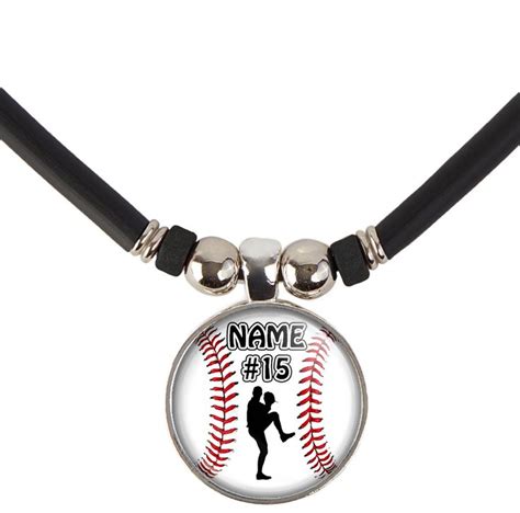 Customized Baseball Necklace With Name And Number Perfect For Etsy In