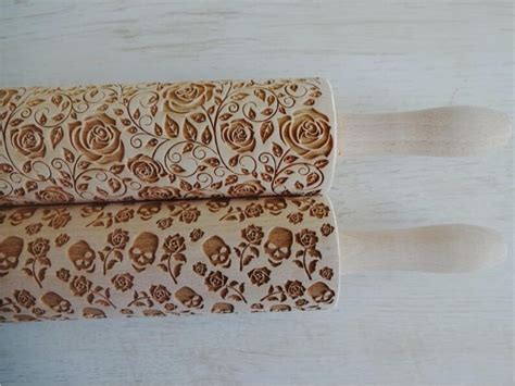 2 Any Pattern Rolling Pin Set Lazer Engraved Embossing Dough Etsy