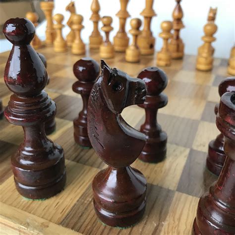 Hand Carvedmade Wooden Chess Set Each Piece Has Been Hand Carved