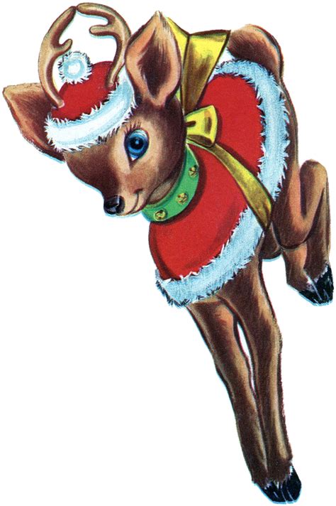 retro christmas reindeer image  graphics fairy