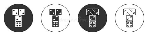 Black Domino Icon Isolated On White Background Circle Button Stock