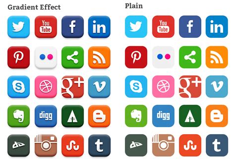20 Popular Social Media Icons Psd