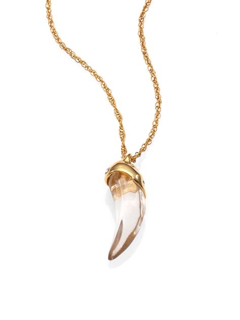 Alexis Bittar Sabre Tooth Lucite Necklace In Gold Lyst