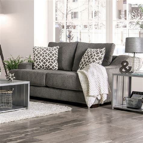 Grey fabric corner sofa beds for small living room layout. Furniture of America | SM9101 Adrian Gray Living Room Set ...