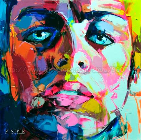 Multicolor Francoise Nielly Portraits Abstract Handmade Oil Painting