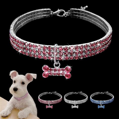 Rhinestone Crystal Dog Collar Pearl Necklace For Small Medium Dogs Cat