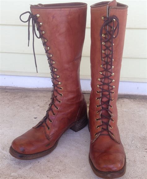 Mens Tall Lace Up Leather Boots S Size Etsy