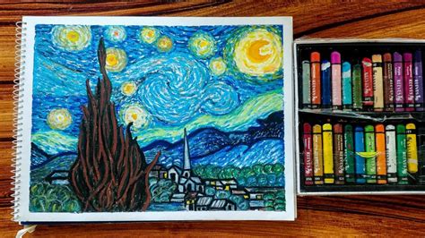 The Starry Night Oil Pastel Tutorial Vincent Van Gogh Elleine Tv
