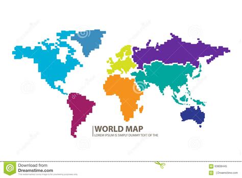 Pixels World Map Design Vector Stock Illustration Image 63808445
