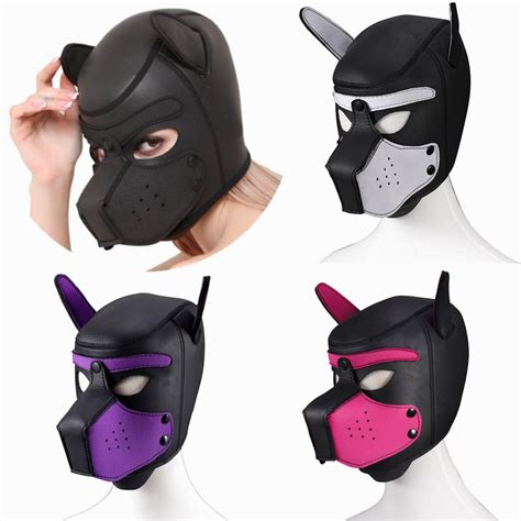 Cheap Padded Latex Rubber Role Play Pup Dog Party Masks Puppy Cosplay