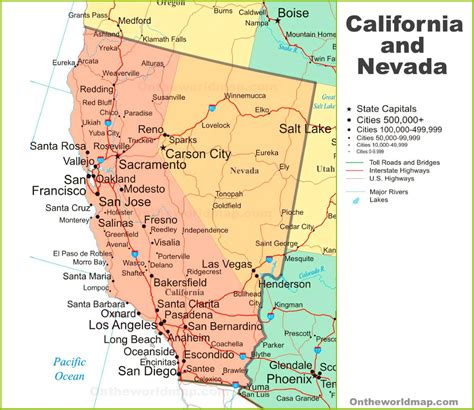 Nevada And California Map Map Vector