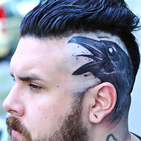 Raven Tattoo On Head Tatuagens Na Cabeça Tatuagem Tatuagem Escura