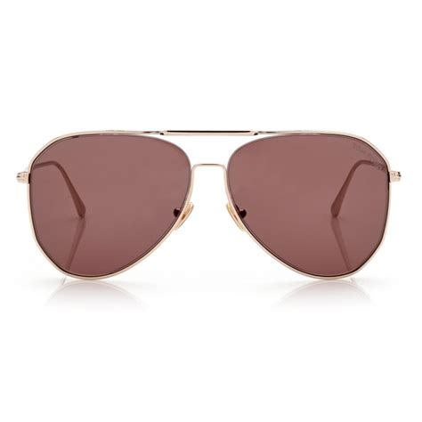 Tom Ford Charles Sunglasses Pilot Sunglasses Rose Gold Brown