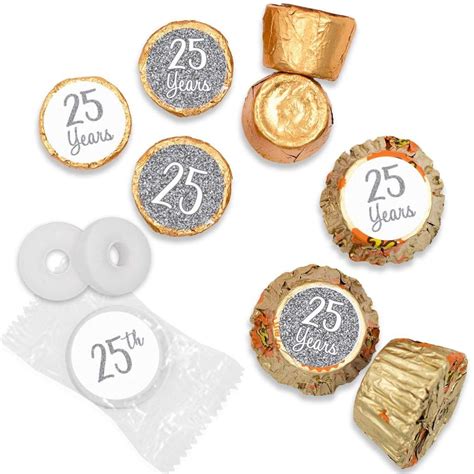 Silver 25th Anniversary Party Favor Stickers 180 Count With Images