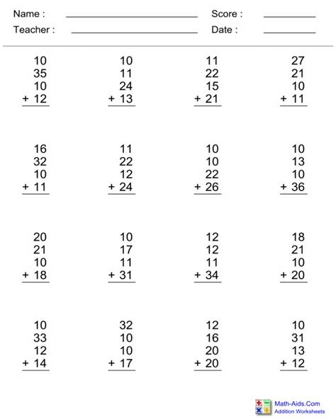 Adding Numbers Worksheet Math Worksheets Printable