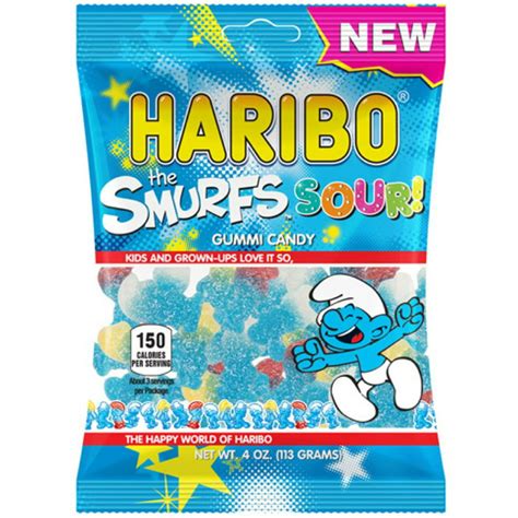 12 Packs New Haribo The Smurfs Sour Gummi Candy 4 Oz