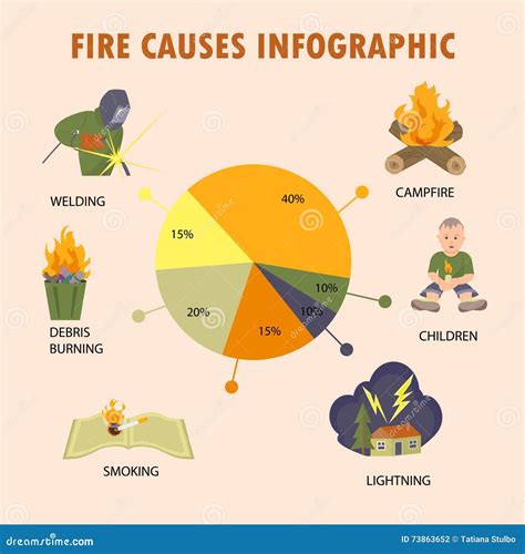 Set With Fire Causes Infographic Stock Vector Illustration Of