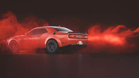 Red Dodge Challenger Demon Srt Rear Wallpaperhd Cars Wallpapers4k