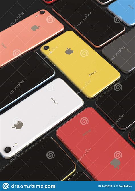 Apple Iphone Xr All Colours Mosaic Arrangement Blank Screen Editorial