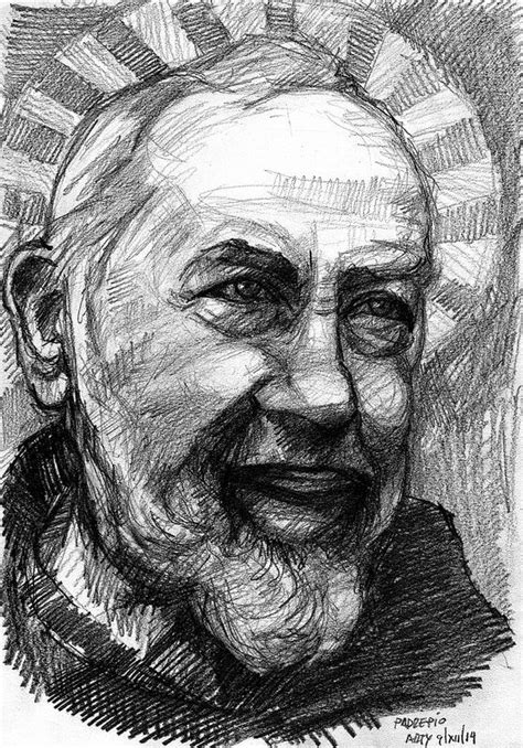 Padre Pío For Pifal Portrait Male Sketch Drawings