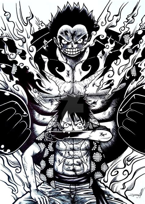 With gear third, luffy bites into his thumb joint, making a small opening, and blows very hard into it, which inflates his arm. Luffy Gear 4th | Anime