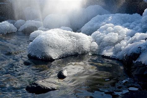 Frozen Stone In The River Feb 11 2015 Stock Image Image Of Stream