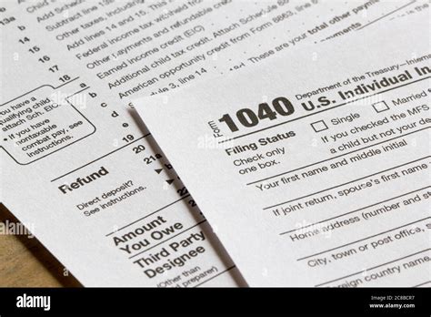 Form 1040 Us Individual Income Tax Return Stock Photo Alamy