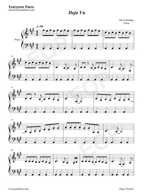 Deja Vu Piano Sheet Music Piano Sheet Music 👱🏻‍♀️ Olivia Rodrigo