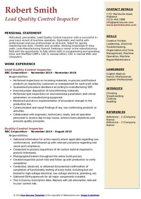 To write great resume for quality assurance inspector job, your resume must include: Medical Quality Assurance Inspector Resume - Qc Inspector Quality Control Inspector Resume ...