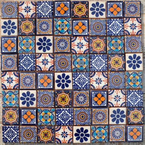 Mexican Tile Set Of 64 Small Tiles 5cm X 5cm California Mix Etsy
